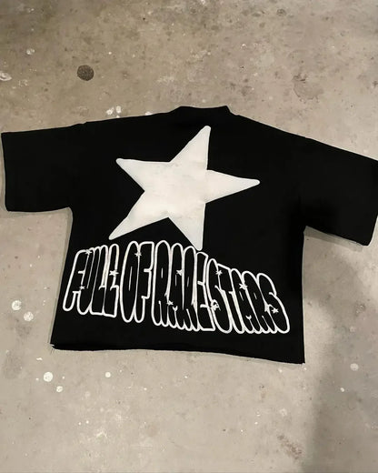 High Street Goth Pink Star Printed T-shirt Street clothing y2k top oversized graphic T-shirt Harajuku short sleeve men wear