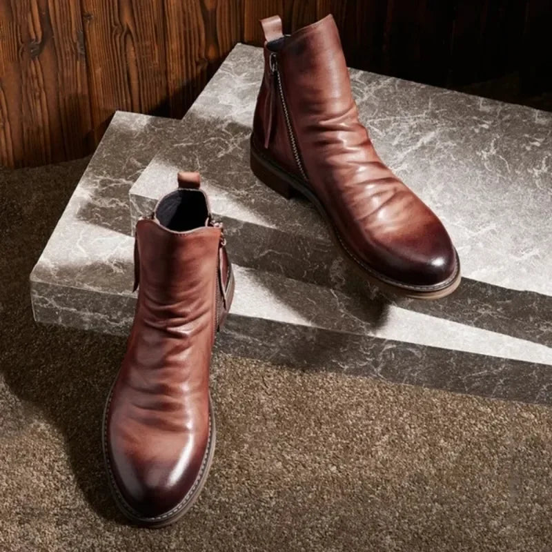 Bernardo Cavallino Leather Chelsea Boots